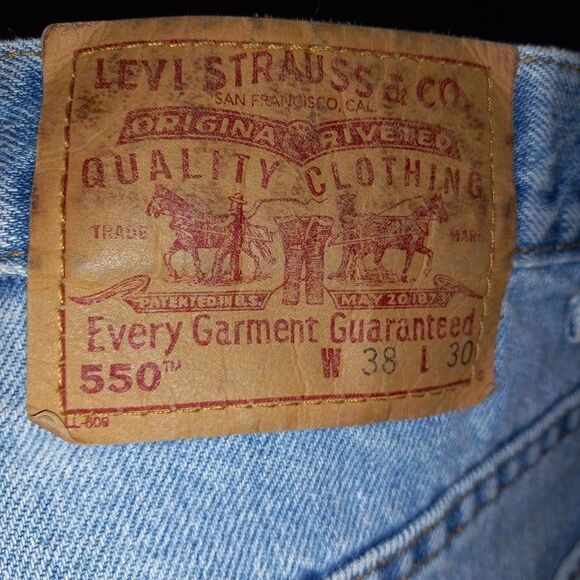 Vintage Levis Size 38x30 550 Relaxed Straight Leg Jeans-Red Tab-1990s-Lt Wash - Picture 8 of 12